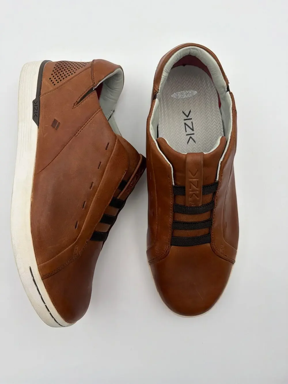 KIZIK New York Mens 9.5 Brown Leather Hands Free Sneakers NWOT Old Money